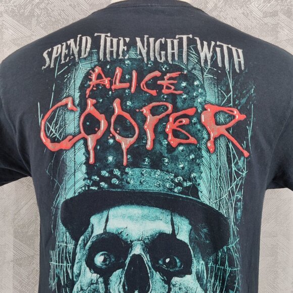 Alice Cooper Shirt Mens Medium Black Spend The Night With Graphic Tee Tour Skull - Picture 5 of 13